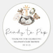 水彩動物フェイク金ゴールドモダン赤ちゃんシャワー ラウンドシール (正面)