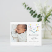 水彩動物ベビー誕生発表 案内ポストカード (スタンド正面)