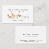 水彩動物ペットシッタードッグウォーカー 名刺 (正面/裏面)