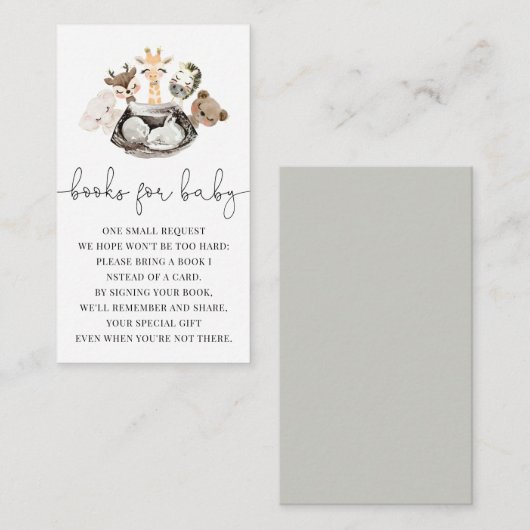 水彩動物モダンゴールドブック 赤ちゃんのための エンクロージャーカード (正面/裏面)