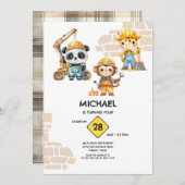 水彩動物建設 いつでも 招待状 (正面/裏面)