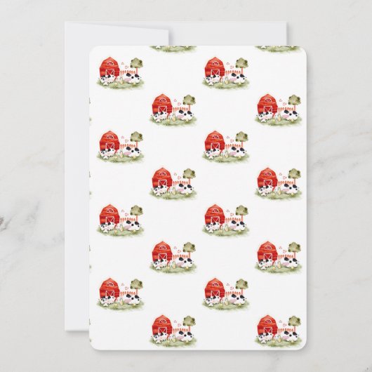 水彩動物牛チキン赤ちゃんシャワー 招待状 (裏面)