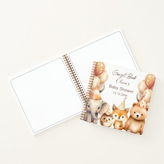 水彩動物赤ちゃんシャワーゲストブック ノートブック (内部)