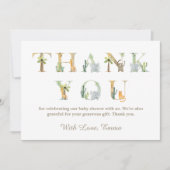 水彩動物赤ちゃんシャワーサンキューカード 招待状 (正面)