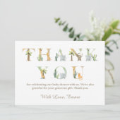 水彩動物赤ちゃんシャワーサンキューカード 招待状 (スタンド正面)