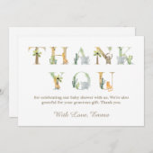 水彩動物赤ちゃんシャワーサンキューカード 招待状 (正面/裏面)