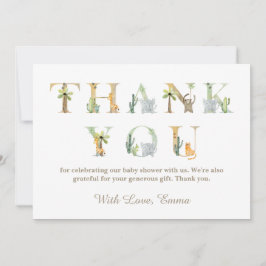 水彩動物赤ちゃんシャワーサンキューカード 招待状