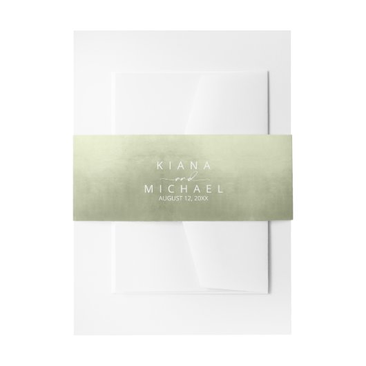 水彩勾配結婚のセージ緑ID786 招待状ベリーバンド (正面例)