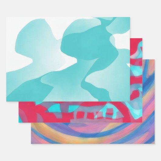 水彩包み工芸紙カラフルおもしろい ラッピングペーパーシート (セット)