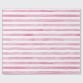 水彩包装紙 – ピンクストライプ ラッピングペーパー (フラット)