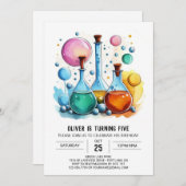 水彩化学神秘誕生日 招待状 (正面/裏面)