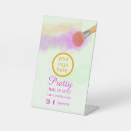 水彩化粧ブラシカラフル 台座サイン