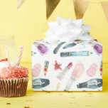 水彩化粧 ラッピングペーパー<br><div class="desc">美しいメイクアップ水の色のイラストパターパーソナライズされたンは、名前や任意の文字で選択することができる。</div>