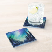 水彩北方灯オーロラボレアリス ガラスコースター (アングル)