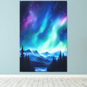 水彩北方灯オーロラボレアリス キャンバスプリント (インサイチュ (ウッドフロア))