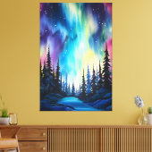 水彩北方灯オーロラボレアリス キャンバスプリント (インサイチュ (リビング))
