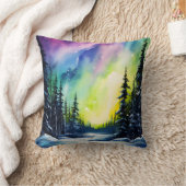 水彩北方灯オーロラボレアリス クッション (ブランケット)