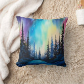 水彩北方灯オーロラボレアリス クッション (ブランケット)