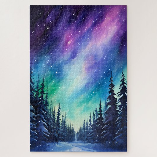 水彩北方灯オーロラボレアリス ジグソーパズル (縦)