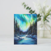 水彩北方灯オーロラボレアリス ポストカード (スタンド正面)