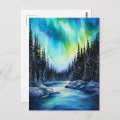 水彩北方灯オーロラボレアリス ポストカード (正面/裏面)