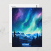 水彩北方灯オーロラボレアリス ポストカード (正面/裏面)