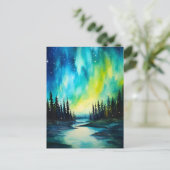 水彩北方灯オーロラボレアリス ポストカード (スタンド正面)