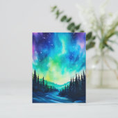 水彩北方灯オーロラボレアリス ポストカード (スタンド正面)