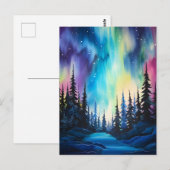 水彩北方灯オーロラボレアリス ポストカード (正面/裏面)