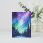 水彩北方灯オーロラボレアリス ポストカード (スタンド正面)
