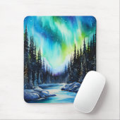 水彩北方灯オーロラボレアリス マウスパッド (マウス)