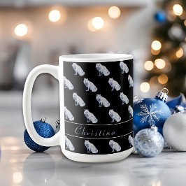 水彩北極キツネクリスマスパターンカスタマイズ コーヒーマグカップ