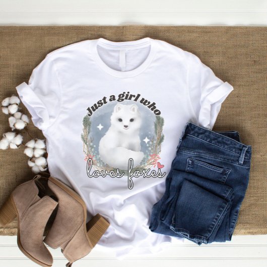 水彩北極キツネ – キツネが大好きな女の子 Tシャツ