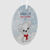 水彩北極グマベビー第1初めてのクリスマス オーナメント (正面)