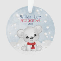 水彩北極グマベビー第1初めてのクリスマス