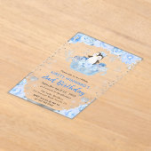 水彩北極ペンギンフローラ2nd誕生日 アクリル招待状 (レイダウン)