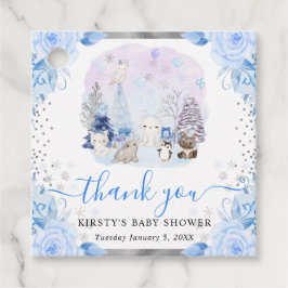 水彩北極動物フローラ赤ちゃんシャワー フェイバータグ