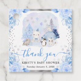 水彩北極動物フローラ赤ちゃんシャワー フェイバータグ