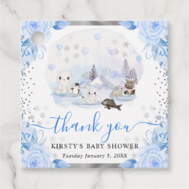 水彩北極動物フローラ赤ちゃんシャワー フェイバータグ