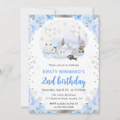 水彩北極動物フローラ2nd誕生日 招待状 (正面)