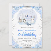 水彩北極動物フローラ2nd誕生日 招待状 (正面)