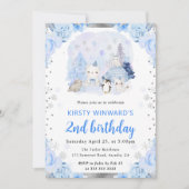 水彩北極動物フローラ2nd誕生日 招待状 (正面)