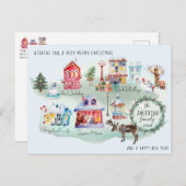 水彩北極村の地図 |図解入りの、写真付きの ポストカード (正面/裏面)