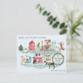 水彩北極村の地図 |図解入りの、写真付きの ポストカード (スタンド正面)