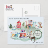 水彩北極村の地図 |図解入りの、写真付きの ポストカード (正面/裏面)