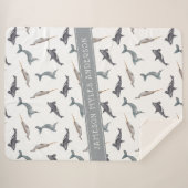 水彩北極鯨パターン |モノグラム シェルパブランケット (正面(横))