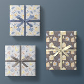 水彩北欧ハイゲキュートなクリスマス3パックギフト ラッピングペーパーシート