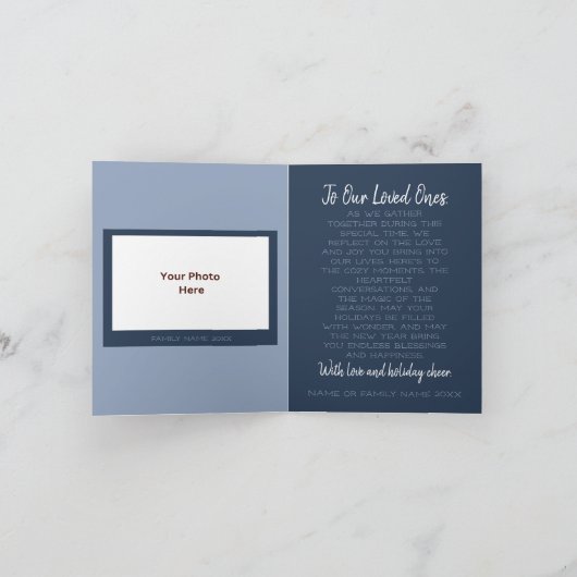 水彩北欧湖畔 折りたたまれたクリスマスの写真 シーズンカード (内部)