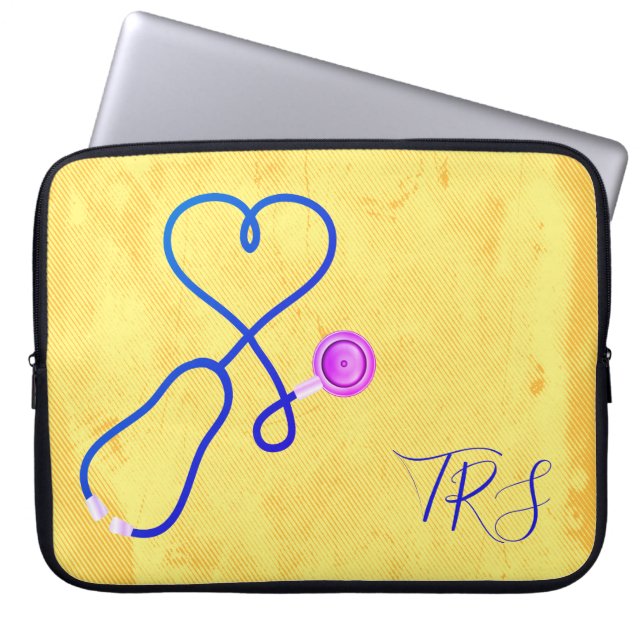 水彩医エレガント者またはナース黄色 ラップトップスリーブ (正面)