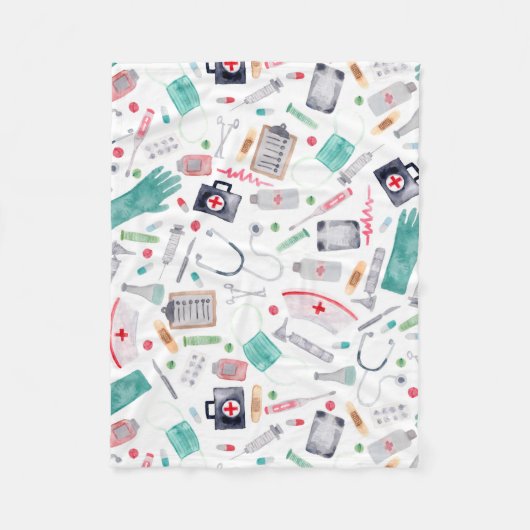水彩医療品 フリースブランケット (正面)
